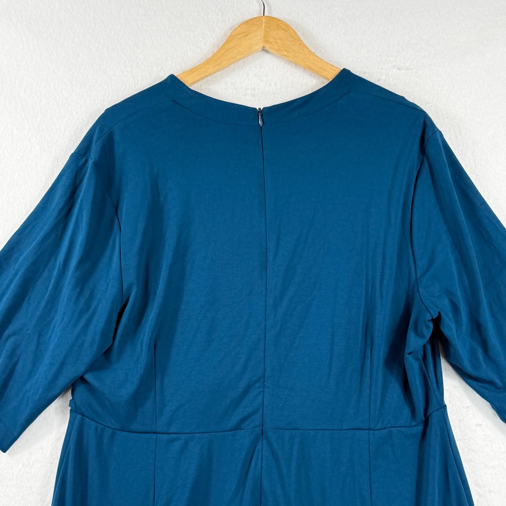 J. Jill Dress Womens XL Atlantic Blue Faux Wrap Short Sleeve Wearever Minimalist - Picture 7 of 9